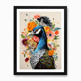 Bird With A Flower Crown Peacock 1 Art Print