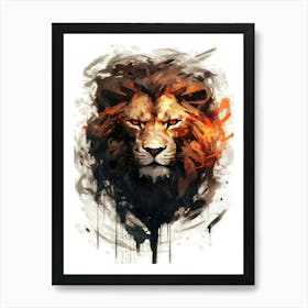 Aesthetic Abstract Watercolor Lion Art Print