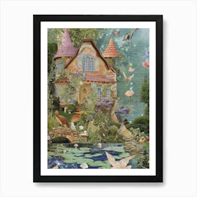 Monet Pond Fairies Scrapbook Collage 1 Art Print