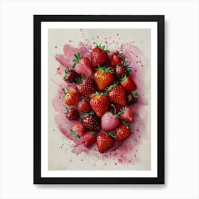 Fresh and Juicy Strawberries Painting #2 Art Print