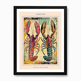 Kitsch Tile Lobsters Poster Art Print