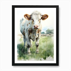 Pastoral Palette Watercolor Cow Art Print