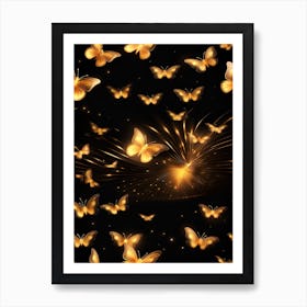 Golden Butterflies 2 Art Print