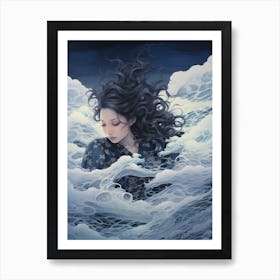 Girl In The Sea Art Print