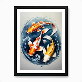 Koi Fish Yin Yang Painting (11) Art Print