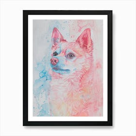 Red Watercolour Dog Line Drawing Art Print