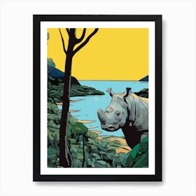 A Rhino In The Bushes 2 Art Print