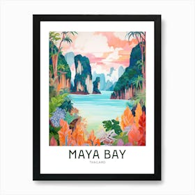 Maya Bay Beach, Thailand Travel Poster Art Print