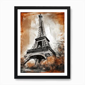 Eiffel Tower Paris France Sketch Drawing Style 5 Art Print