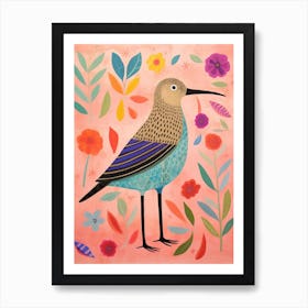 Pink Scandi Dunlin 3 Art Print