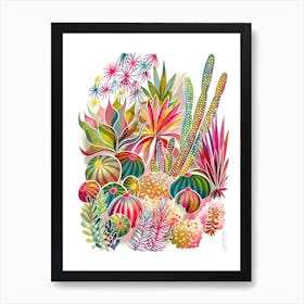 Flowering Succulent And Cacti Garden Art Print