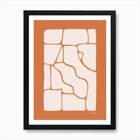 Solid Fluid Burnt Orange And Off White Neutral Abstract Boho Art Print