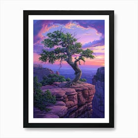 Lone Tree At Sunset 1 Art Print