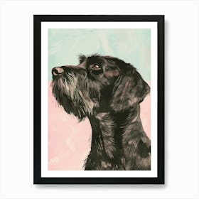 Pastel Blue Pink Watercolour Terrier Dog Art Print