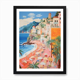 Atrany, Amalfi Coast   Italy Beach Club Lido Watercolour 3 Art Print