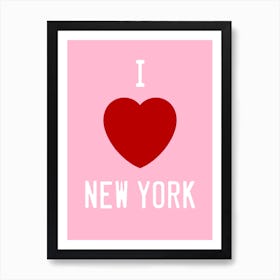 I Love New York Red Heart on Pink Art Print