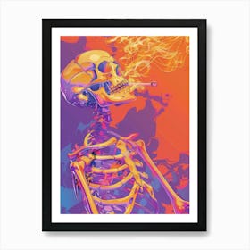 Skeleton Smoking Art Print