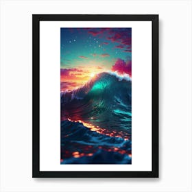 Ocean Wave At Sunset Art Print