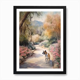 Painting Of A Dog In Descanso Gardens, Usa In The Style Of Watercolour 04 Art Print