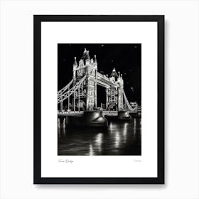 Tower Bridge London Pencil Sketch 1  Art Print