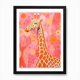 Pink Dotwork Giraffe 1 Art Print