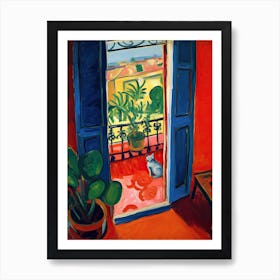 Open Window With Cat Matisse Style Rome Italy 4 Art Print