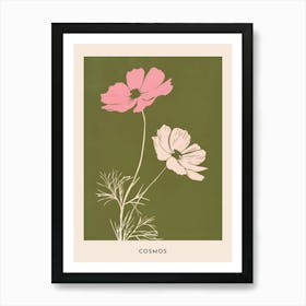 Pink & Green Cosmos 1 Flower Poster Art Print