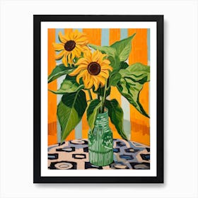 Flowers In A Vase Still Life Painting Sunflower 2 Art Print