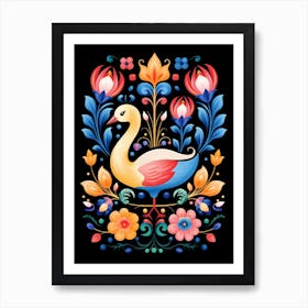 Folk Bird Illustration Swan 3 Art Print