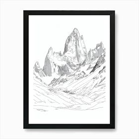Cerro Torre Argentina Chile Line Drawing 5 Art Print