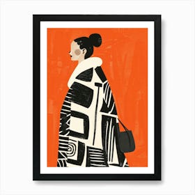 Woman In Black Coat 1 Art Print