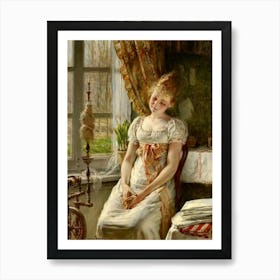 Girl At The Spinning Wheel Art Print