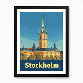 Aihrgdesign A Retro Travel Poster For Stockholm Featuring The 933fe8e1 6bbf 4369 Bd44 9f4a3cc458b8 0 Affiche