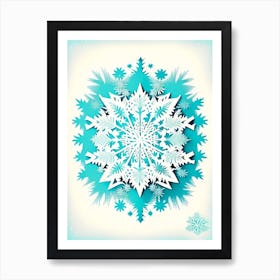 Ice, Snowflakes, Vintage Sketch 2 Art Print