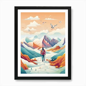 Man Hiking In The Mountains 1 Art Print