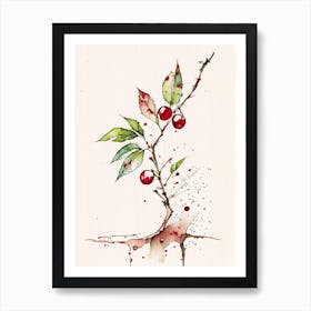 Wild Cherry Bark Herb Minimalist Watercolour 3 Art Print