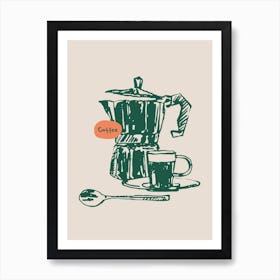 Coffee Pot And Spoon Art Print