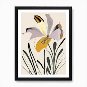 Mariposa Lily Wildflower Modern Muted Colours Art Print