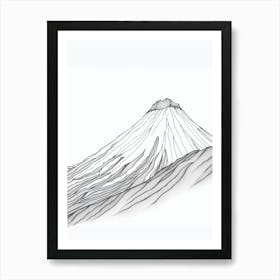 Mount Fuji Japan Line Drawing 2 Art Print
