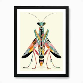 Colourful Insect Illustration Praying Mantis 17 Art Print