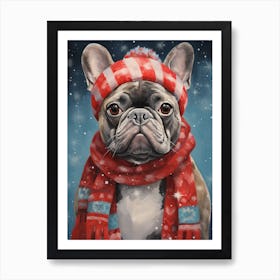 French Bulldog In Winter Art Print