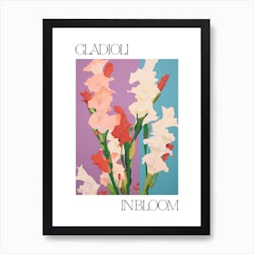 Gladioli In Bloom Flowers Bold Illustration 2 Art Print