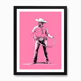Cowboy Pink Background Art Print