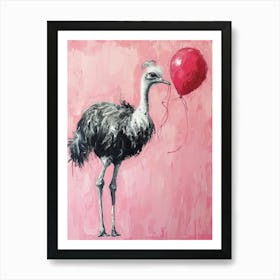 Cute Ostrich 4 With Balloon Art Print