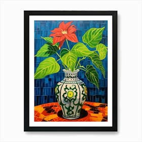 Flowers In A Vase Still Life Painting Poinsettia 4 Art Print