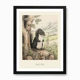 Beatrix Potter Inspired  Animal Watercolour Skunk 2 Art Print