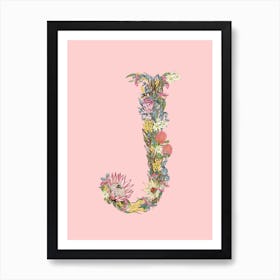 J Pink Alphabet Letter Art Print