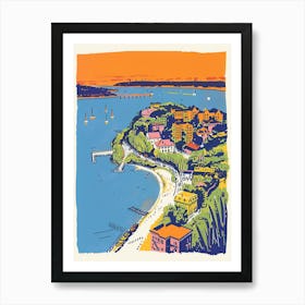 Pelham Bay New York Colourful Silkscreen Illustration 3 Art Print