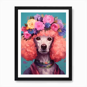 Poodle Portrait With A Flower Crown, Matisse Painting Style 1 Art Print