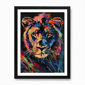 Black Lion Symbolic Imagery Fauvist Painting 1 Art Print